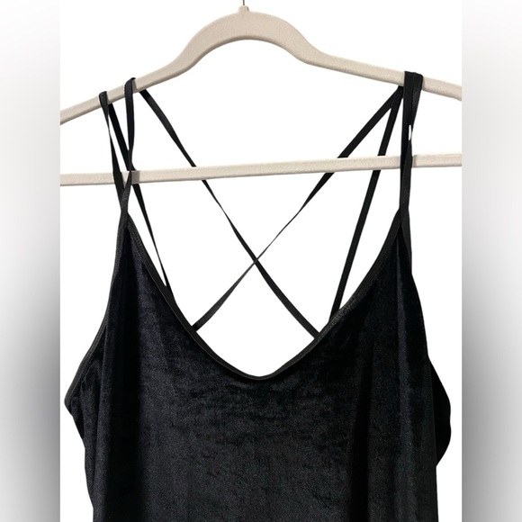 Dentelle velvet cross back strappy chemise dress vintage scoop neck open back LG - Picture 6 of 15